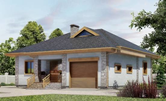 130-006-П Проект одноэтажного дома и гаражом, экономичный коттедж из бризолита Бакал | Проекты домов от House Expert