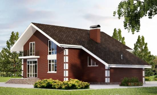 180-001-Л Проект двухэтажного дома мансардой, гараж, уютный домик из твинблока Трёхгорный | Проекты домов от House Expert