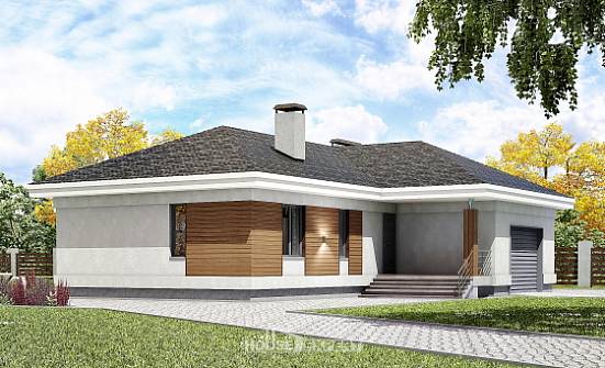 165-001-П Проект одноэтажного дома и гаражом, красивый домик из арболита Усть-Катав | Проекты домов от House Expert