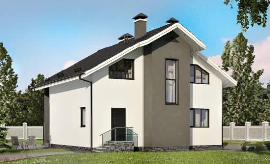 150-005-Л Проект двухэтажного дома с мансардным этажом, бюджетный коттедж из теплоблока Троицк | Проекты домов от House Expert