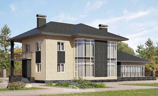 305-003-Л Проект двухэтажного дома, красивый домик из пеноблока Касли | Проекты домов от House Expert