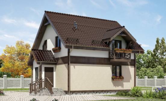 105-001-П Проект двухэтажного дома с мансардой, недорогой дом из блока Озёрск | Проекты домов от House Expert