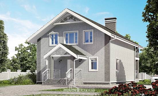 150-007-П Проект двухэтажного дома с мансардным этажом, классический загородный дом из блока Чебаркуль | Проекты домов от House Expert