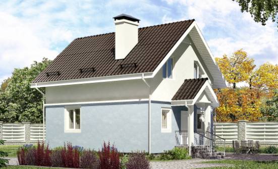 095-002-П Проект двухэтажного дома с мансардой, компактный домик из твинблока Магнитогорск | Проекты домов от House Expert