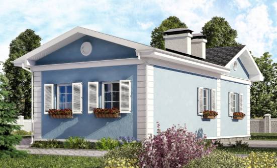 090-004-П Проект одноэтажного дома, экономичный домик из блока Касли | Проекты одноэтажных домов от House Expert