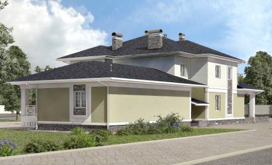 620-001-Л Проект трехэтажного дома и гаражом, красивый коттедж из блока Карталы | Проекты домов от House Expert