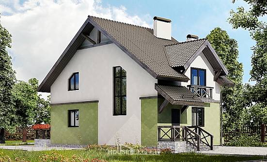 120-003-П Проект двухэтажного дома с мансардой, компактный загородный дом из керамзитобетонных блоков Аша | Проекты домов от House Expert