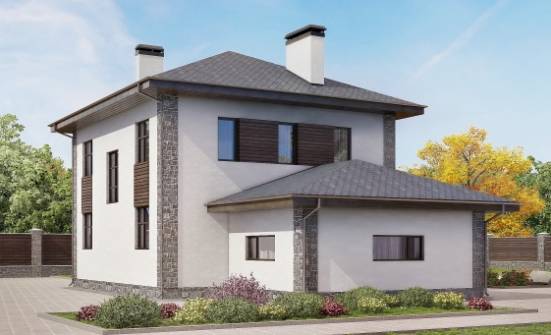 185-004-Л Проект двухэтажного дома и гаражом, современный домик из газобетона Златоуст | Проекты домов от House Expert