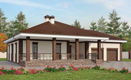 160-015-П Проект одноэтажного дома, гараж, доступный загородный дом из керамзитобетонных блоков Верхний Уфалей | Проекты домов от House Expert
