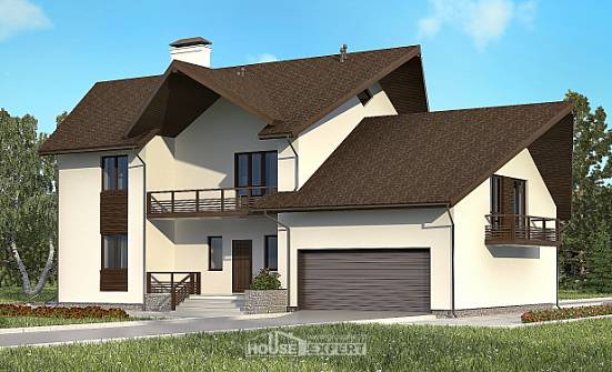 300-002-П Проект двухэтажного дома мансардой, гараж, большой дом из пеноблока Чебаркуль | Проекты домов от House Expert