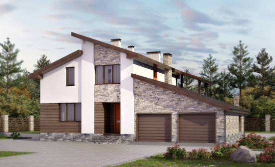 240-004-П Проект двухэтажного дома с мансардой, гараж, просторный дом из теплоблока Сатка | Проекты домов от House Expert