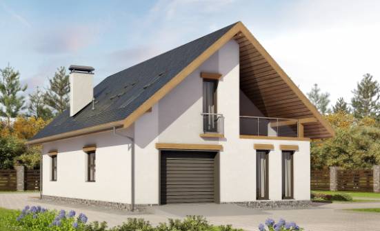 185-005-П Проект двухэтажного дома мансардой, гараж, уютный дом из арболита Чебаркуль | Проекты домов от House Expert