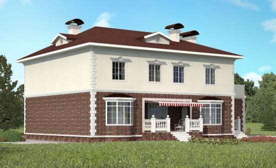 380-001-Л Проект двухэтажного дома и гаражом, большой домик из кирпича Магнитогорск | Проекты домов от House Expert