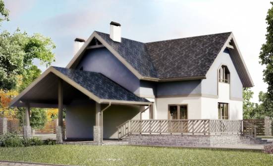 150-011-П Проект двухэтажного дома с мансардой и гаражом, современный дом из теплоблока Челябинск | Проекты домов от House Expert