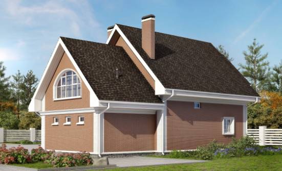 185-003-П Проект двухэтажного дома с мансардой, гараж, современный дом из теплоблока Юрюзань | Проекты домов от House Expert
