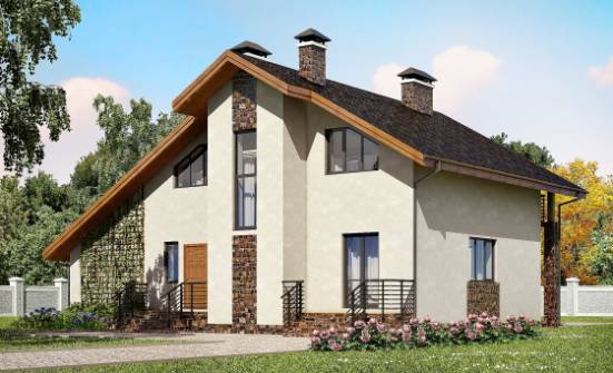 180-008-П Проект двухэтажного дома мансардой и гаражом, простой дом из бризолита Сим | Проекты домов от House Expert