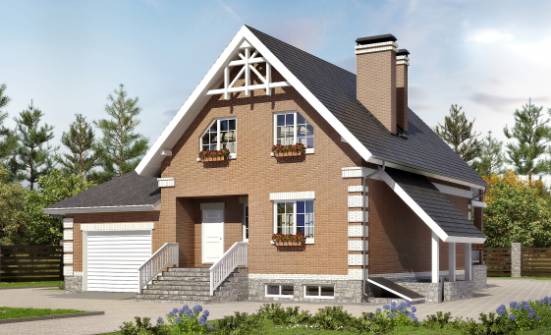 200-009-Л Проект трехэтажного дома с мансардным этажом и гаражом, классический домик из пеноблока Снежинск | Проекты домов от House Expert
