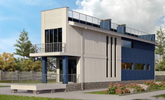100-003-П Проект двухэтажного дома, бюджетный загородный дом из бризолита Копейск | Проекты домов от House Expert