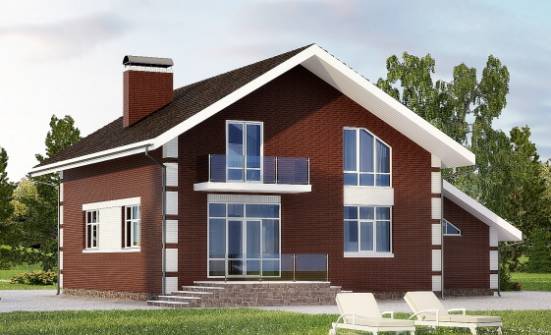 180-001-Л Проект двухэтажного дома мансардой, гараж, уютный домик из твинблока Трёхгорный | Проекты домов от House Expert