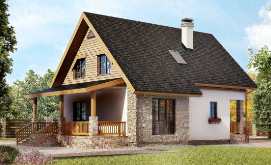 140-001-Л Проект двухэтажного дома с мансардой, компактный домик из твинблока Куса | Проекты домов от House Expert