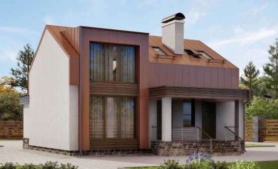 120-004-Л Проект двухэтажного дома с мансардой, компактный коттедж из твинблока Чебаркуль | Проекты домов от House Expert