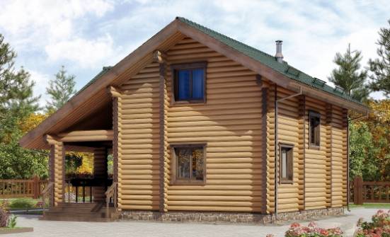 110-005-П Проект двухэтажного дома с мансардным этажом, небольшой загородный дом из бревен Южноуральск | Проекты домов от House Expert