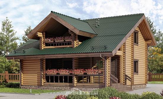 110-005-П Проект двухэтажного дома с мансардным этажом, небольшой загородный дом из бревен Южноуральск | Проекты домов от House Expert