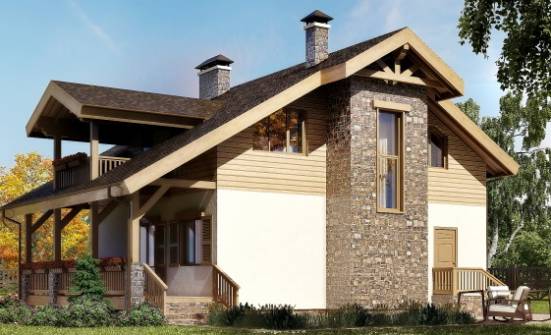 150-004-П Проект двухэтажного дома мансардой, небольшой домик из поризованных блоков Златоуст | Проекты домов от House Expert