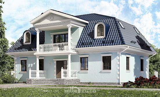 210-004-Л Проект двухэтажного дома мансардой, уютный домик из блока Троицк | Проекты домов от House Expert