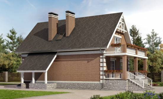 200-009-Л Проект трехэтажного дома с мансардным этажом и гаражом, классический домик из пеноблока Снежинск | Проекты домов от House Expert