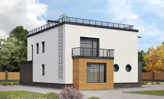 260-002-П Проект двухэтажного дома и гаражом, современный коттедж из теплоблока Карталы | Проекты домов от House Expert
