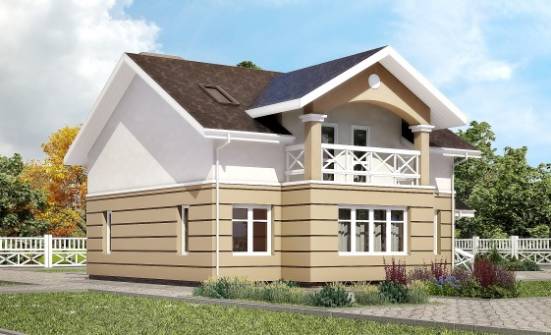 155-009-П Проект двухэтажного дома с мансардой, компактный домик из газосиликатных блоков Касли | Проекты домов от House Expert