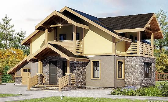 180-011-П Проект двухэтажного дома мансардой, гараж, современный домик из газобетона Озёрск | Проекты домов от House Expert