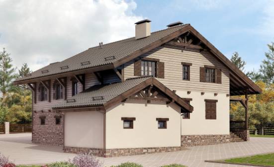 255-002-П Проект двухэтажного дома с мансардой, гараж, современный домик из газобетона Юрюзань | Проекты домов от House Expert