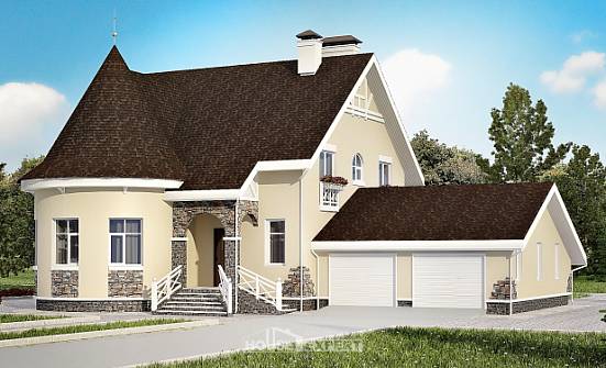 275-001-Л Проект двухэтажного дома с мансардой и гаражом, большой дом из кирпича Бакал | Проекты домов от House Expert