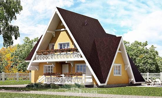 155-008-П Проект двухэтажного дома с мансардным этажом, небольшой коттедж из дерева Бакал | Проекты домов от House Expert