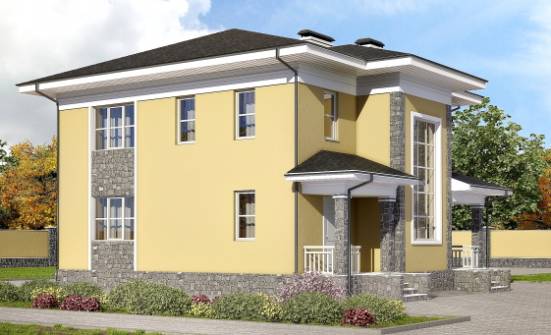 155-011-Л Проект двухэтажного дома, скромный домик из поризованных блоков Трёхгорный | Проекты домов от House Expert
