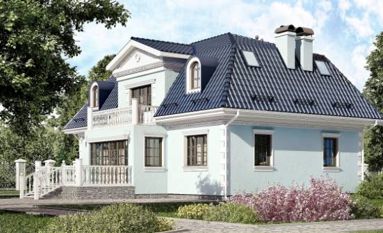 210-004-Л Проект двухэтажного дома мансардой, уютный домик из блока Троицк | Проекты домов от House Expert