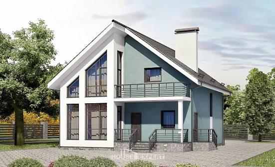 170-006-П Проект двухэтажного дома с мансардным этажом, простой домик из твинблока Миасс | Проекты домов от House Expert