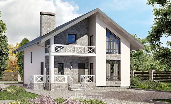 155-001-Л Проект двухэтажного дома мансардой и гаражом, красивый коттедж из газобетона Куса | Проекты домов от House Expert