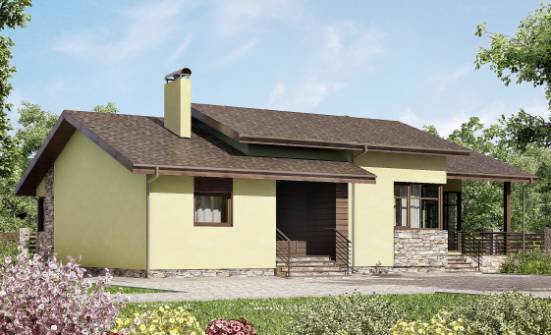 130-007-Л Проект одноэтажного дома, доступный загородный дом из керамзитобетонных блоков Касли | Проекты одноэтажных домов от House Expert