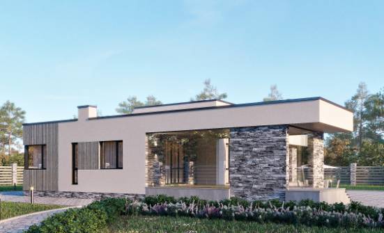 175-001-Л Проект одноэтажного дома, современный домик из пеноблока Кыштым | Проекты домов от House Expert