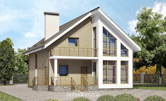 170-006-Л Проект двухэтажного дома мансардой, скромный загородный дом из газобетона Бакал | Проекты домов от House Expert
