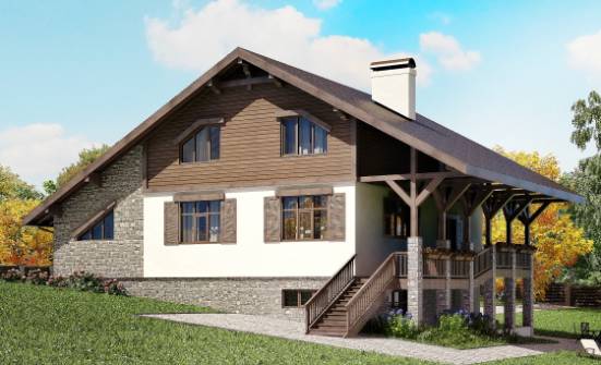 300-003-П Проект трехэтажного дома с мансардным этажом, гараж, классический домик из кирпича Озёрск | Проекты домов от House Expert
