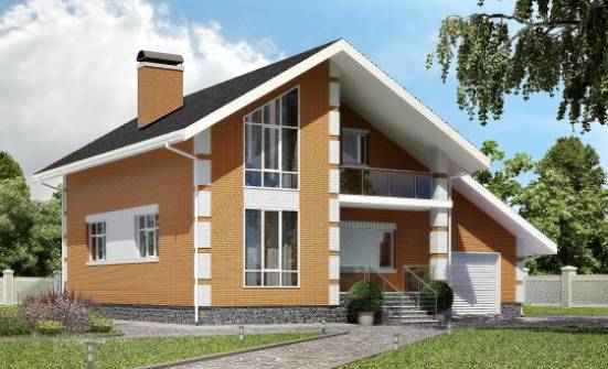 190-006-П Проект двухэтажного дома с мансардным этажом и гаражом, простой домик из блока Бакал | Проекты домов от House Expert