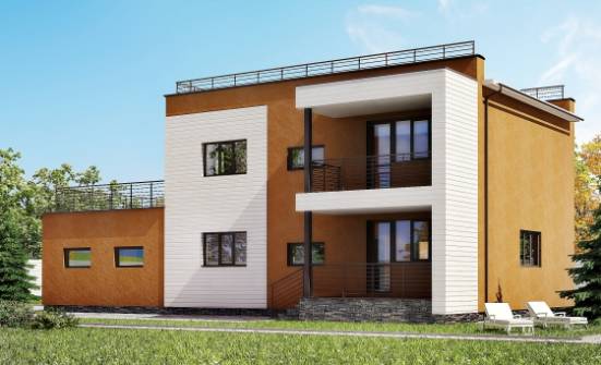 180-012-П Проект двухэтажного дома и гаражом, современный коттедж из кирпича Аша | Проекты домов от House Expert