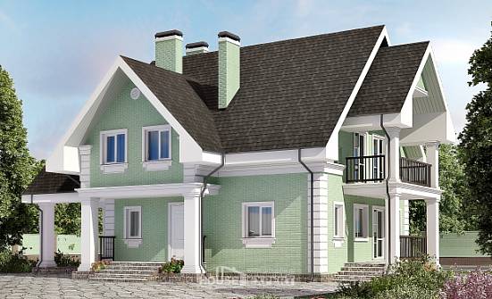 140-003-Л Проект двухэтажного дома мансардный этаж, гараж, доступный домик из твинблока Бакал | Проекты домов от House Expert