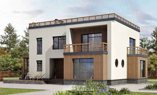 215-002-Л Проект двухэтажного дома, современный загородный дом из арболита Трёхгорный | Проекты домов от House Expert
