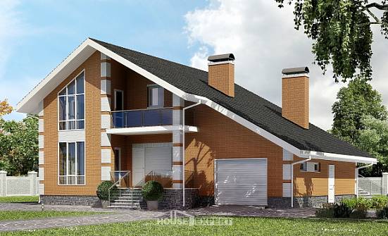 190-006-П Проект двухэтажного дома с мансардным этажом и гаражом, простой домик из блока Бакал | Проекты домов от House Expert
