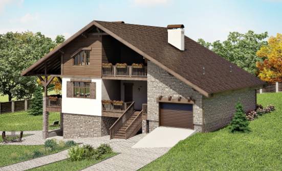 300-003-П Проект трехэтажного дома с мансардным этажом, гараж, классический домик из кирпича Озёрск | Проекты домов от House Expert